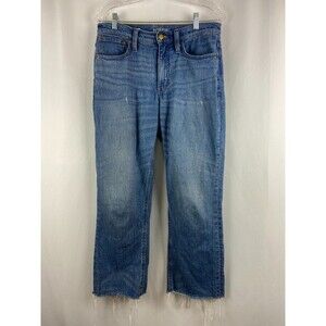J Crew Demi Boot Cut Crop Jeans Womens Denim Size 27 Raw Hem Light Medium Wash